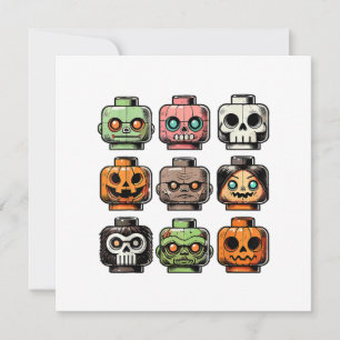 Invitation Retro Horror Bricks Head Horreur Halloween Masque