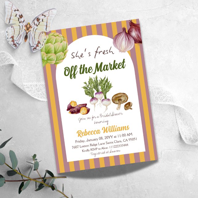 Invitation Retro Jaune frais hors Fête des mariées du marché (Créateur téléchargé)