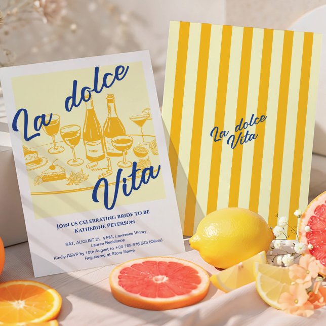 Invitation Rétro jaune « La dolce vita » Réception de mariage (Créateur téléchargé)