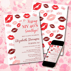 Invitation Retro Kissing My 40's Goodbye 50th Birthday Party