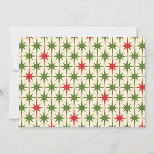 Invitation Retro les années 50 Christmas Star Motif Red Green