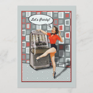 Invitation Retro les années 50 Jukebox Pinup Girl Custom Part
