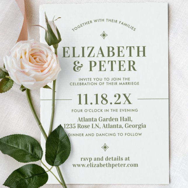 Invitation Rétro les années 70 Mariage vert Super (Créateur téléchargé)