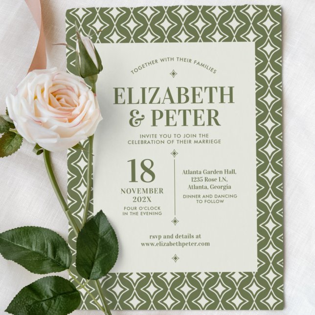 Invitation Rétro les années 70 Mariage vert Super (Créateur téléchargé)