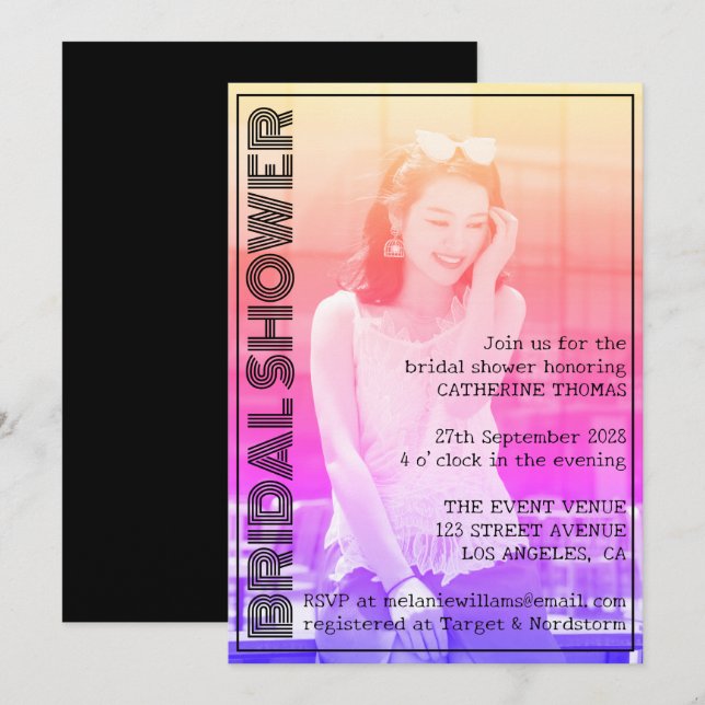 Invitation Retro les années 70 Moderne Photo Design (Devant / Derrière)
