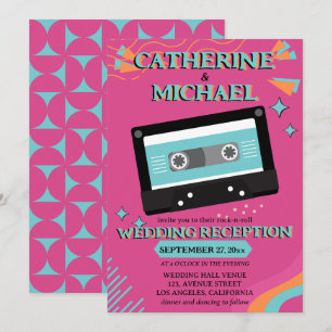 Invitation Retro les années 70 Musique Cassette Super Fuchsia