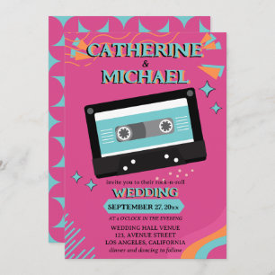 Invitation Retro les années 70 Musique Cassette Super Fuchsia