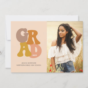 Invitation Retro les années 70 Vibe Photo Graduation Party