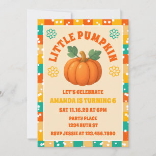 Invitation Retro Little Citrouille Automne fête d'anniversair
