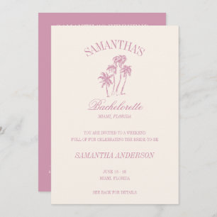 Invitation Retro Luxe Palms Roses Bachelorette Logo Girl Trip