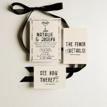 Rétro Main dessinée Cocktail Écrit Mariage Quirky