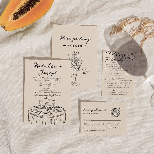 Invitation Retro Main dessinée Écrite amusant Quirky Bold Mar (Créateur téléchargé)