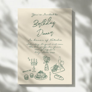 Invitation Retro Main Draky Diner Anniversaire Dîner