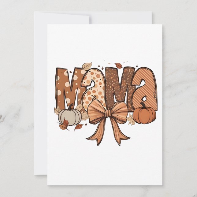Invitation Retro Mama Coquette Bow Automne Thankgiving Automn (Devant)