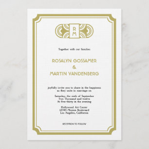 Invitation Rétro mariage fascinant de Hollywood d'art déco
