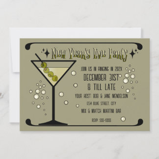 Invitation Retro Martini 2025 Nouvel An