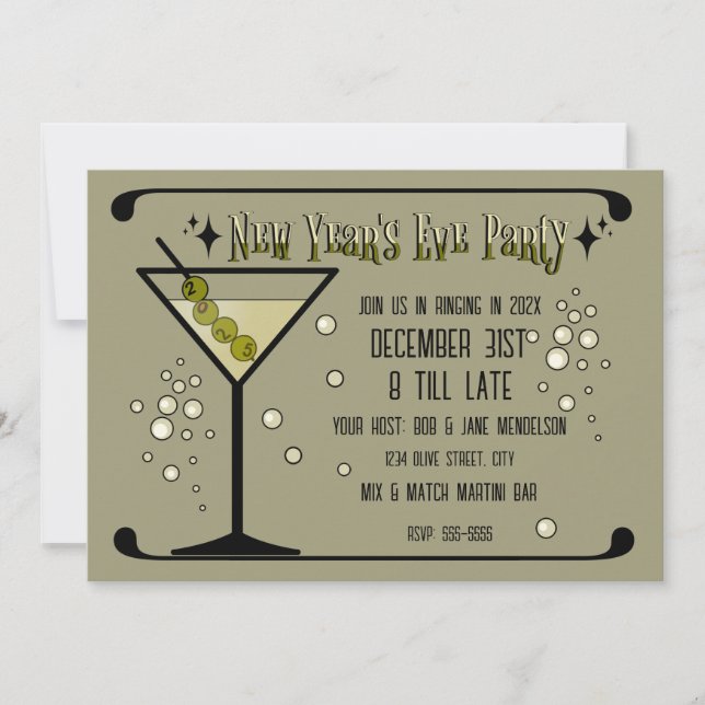Invitation Retro Martini 2025 Nouvel An (Devant)