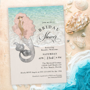 Invitation Rétro Mermaid Beach Fête des mariées à thème