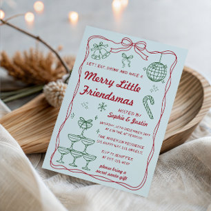 Invitation Retro Merry Little Friendsmas Fête de Noël