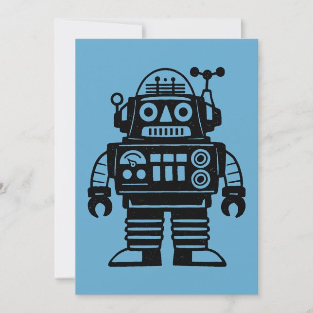 Invitation Retro Mid Century Inspired Robot (Devant)