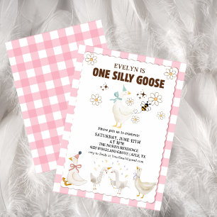 Invitation Rétro mignon fou d'oie ,Une Oie Idiote 1ère Fête