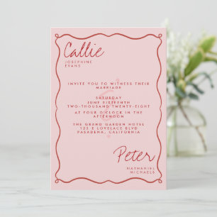 Invitation Rétro minimaliste manuscrit Mariage monochromatiqu