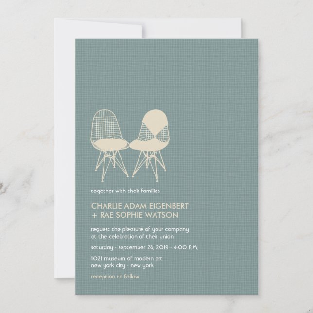 Invitation Retro Mod Perfect Président Pair Eames Wedding Inv (Devant)