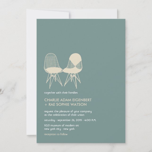 Invitation Retro Mod Perfect Président Pair Eames Wedding Inv (Devant)
