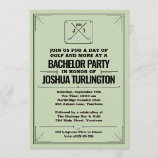 Invitation Retro Modern Golf Ouvert Bachelor Anniversaire