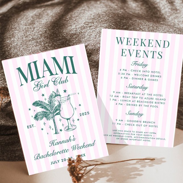 Invitation Retro Modern Pink & Green Miami Bachelorette Party (Créateur téléchargé)