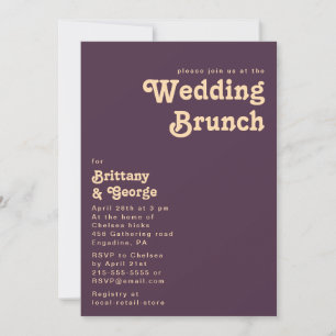 Invitation Rétro moderne   Brunch Mariage violet foncé