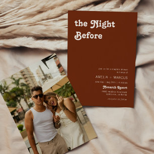 Invitation Retro Moderne Chic Terracotta Couple Douche