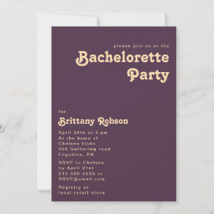 Invitation Rétro moderne   Dark Purple Bachelorette Party