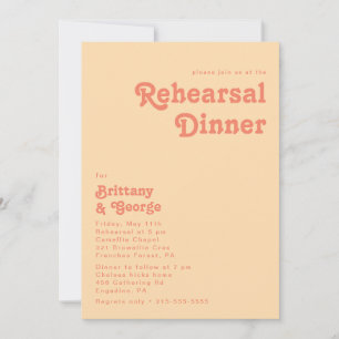 Invitation Rétro moderne   Dîner de répétition de crème orang