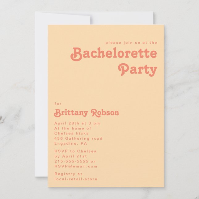 Invitation Rétro moderne | Orange Cream Bachelorette Party (Devant)