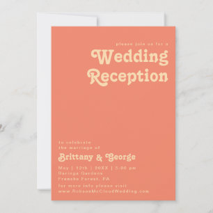 Invitation Rétro Moderne Réception de mariage corail