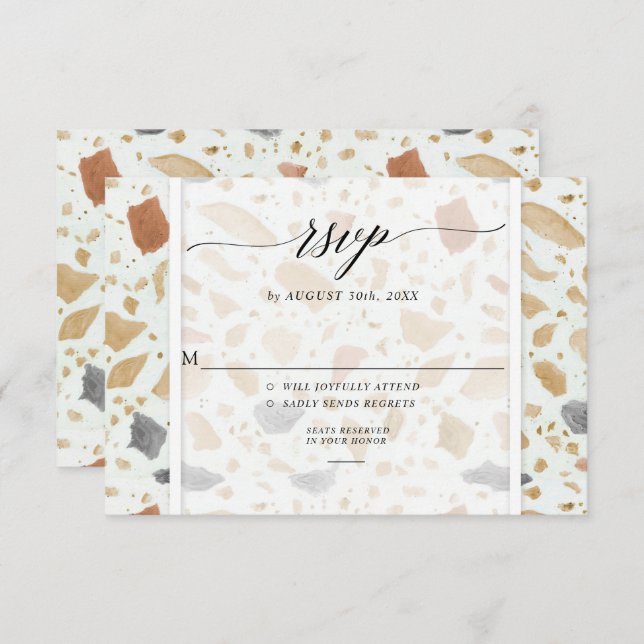 Invitation Rétro Moderne Terrazzo Terracotta Mariage RSVP (Devant / Derrière)
