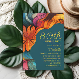 Invitation Retro Moderne Turquoise Orange Psychédélique 80e a