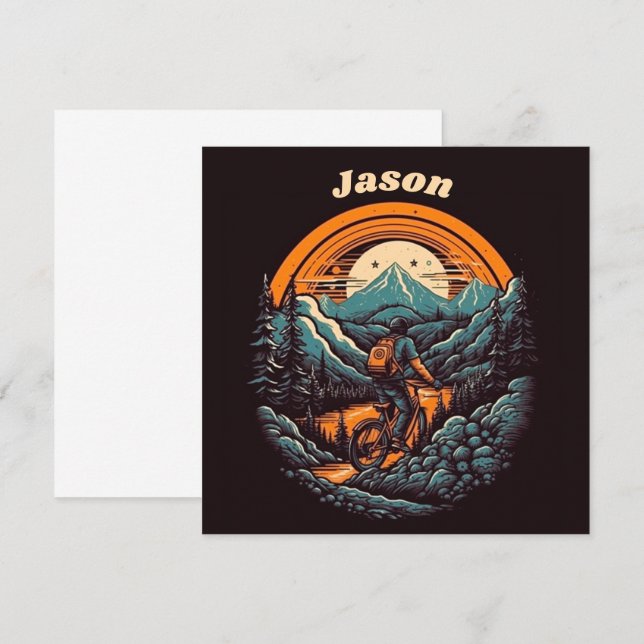 Invitation Retro Mountain Adventure Cycling Life, sur mesure (Devant / Derrière)