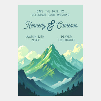 Invitation Retro Mountain Illustration Wedding Enregistrer la