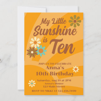 Invitation Retro My Little Sunshine marguerite 10e anniversai