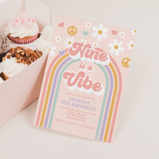 Invitation Retro Nine est un Vibe Rainbow 9e anniversaire (Créateur téléchargé)