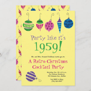 Invitation Retro Noël Illustré à la main Cocktail Party
