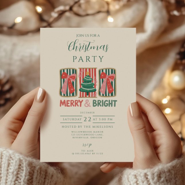 Invitation Rétro Noël Merry & Bright (Créateur téléchargé)