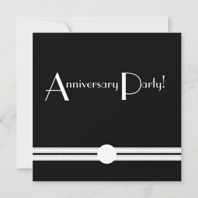 Invitation Rétro noir et blanc d'anniversaire d'art déco (Devant)