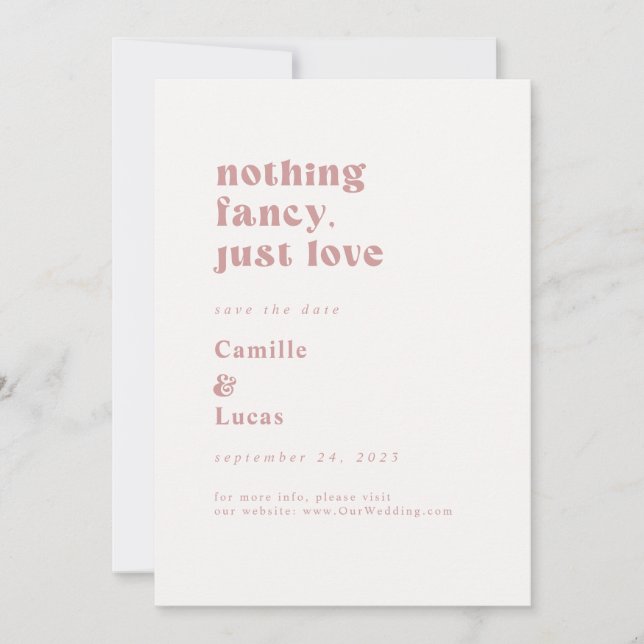 Invitation Retro Nothing Fancy just love save date (Devant)