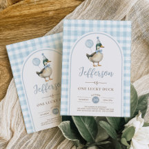 Retro One Lucky Duck Blue Balloon Boy 1er annivers