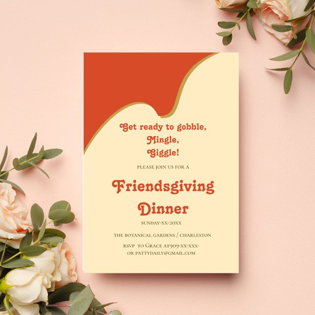 INVITATION RETRO ORANGE FRIENDSGIVING (Créateur téléchargé)