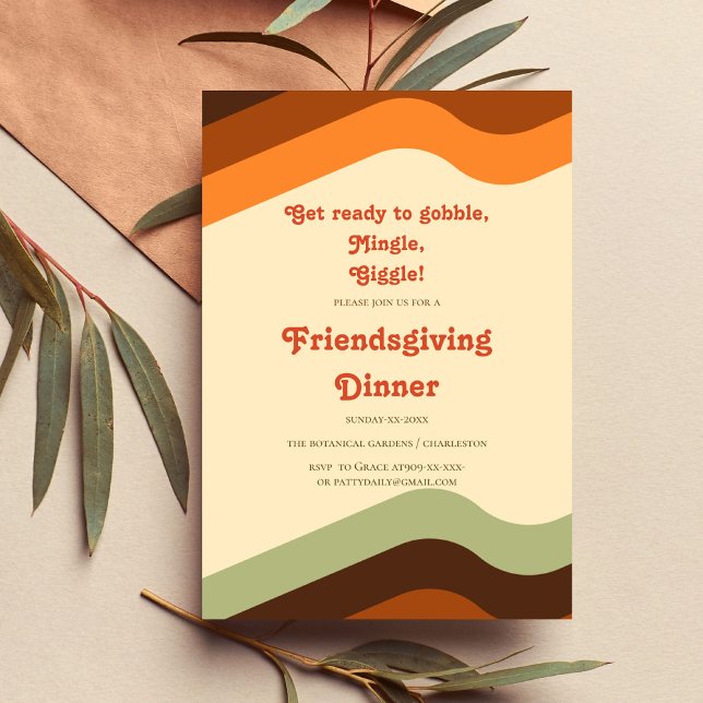 INVITATION RETRO ORANGE FRIENDSGIVING (Créateur téléchargé)