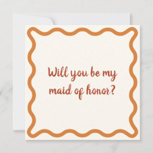 Invitation Rétro Orange Maid of Honor Proposition Bordure ond